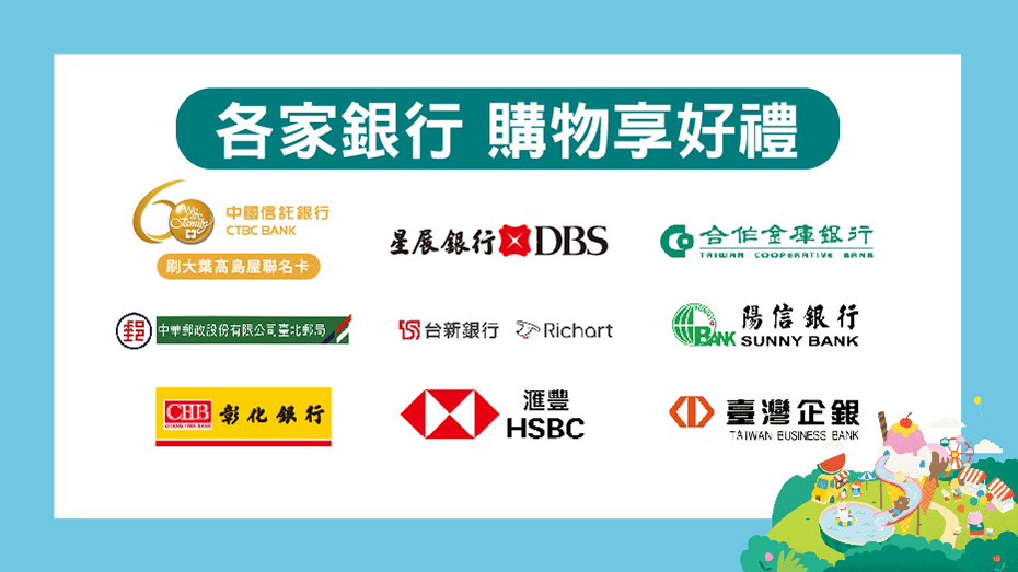 各家銀行購物享好禮
